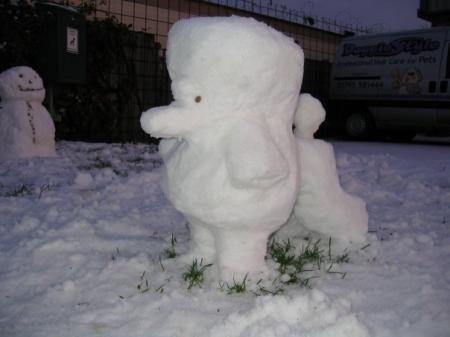  qui au lieu d'un bonhomme de neige a concu un caniche royal de neige