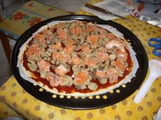 Pizza Saumon, Crevettes au Champignons