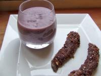 Aiguillettes de Canard aux Noisettes et Cacao, Espuma de Vitelotte au Vin Rouge