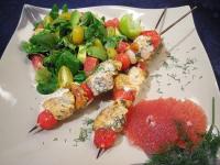 Brochettes de Saumon et Saint-Jacques et sa Salade dAvocat et Pamplemousse