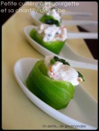 Petites Cuillres  la Courgette et sa Chantilly de Crabe