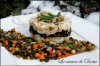 Salade de Cabillaud aux Lentilles Beluga et Mirepoix de Légumes