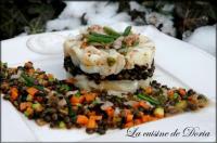 Salade de Cabillaud aux Lentilles Beluga et Mirepoix de Lgumes