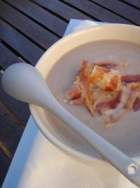 Soupe de Chtaignes  la Pancetta Grille