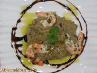 Caviar d\'aubergines et crevettes au citron vert