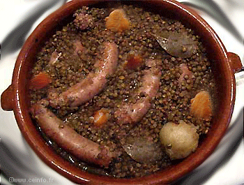 Lentilles aux saucisses grilles 