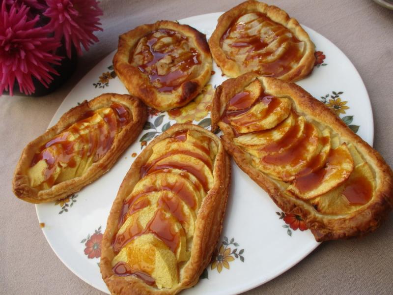 Feuillets pommes caramel au beurre sal et miel.