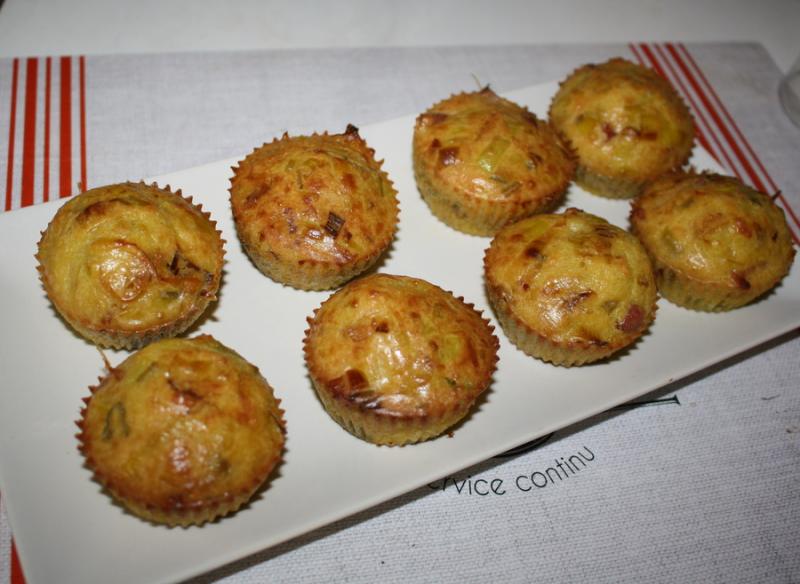 Muffins au poireau et lardons.