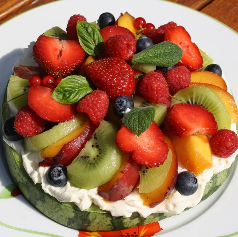 Tarte fruite multicolore.