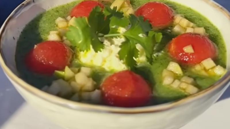 Gaspacho vert, salade de pastque et broccio 