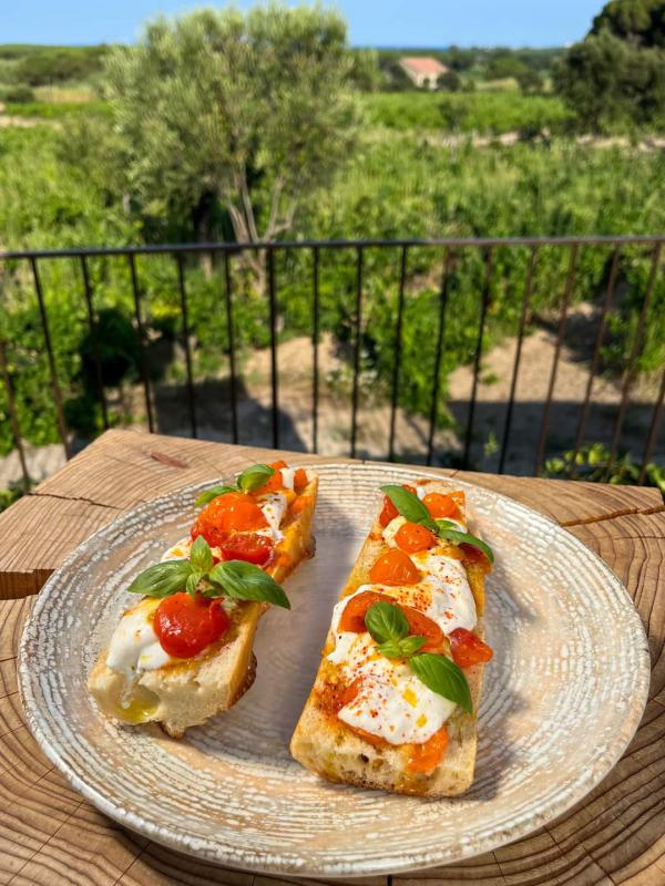 Tartine de tomates confites  la burrata 