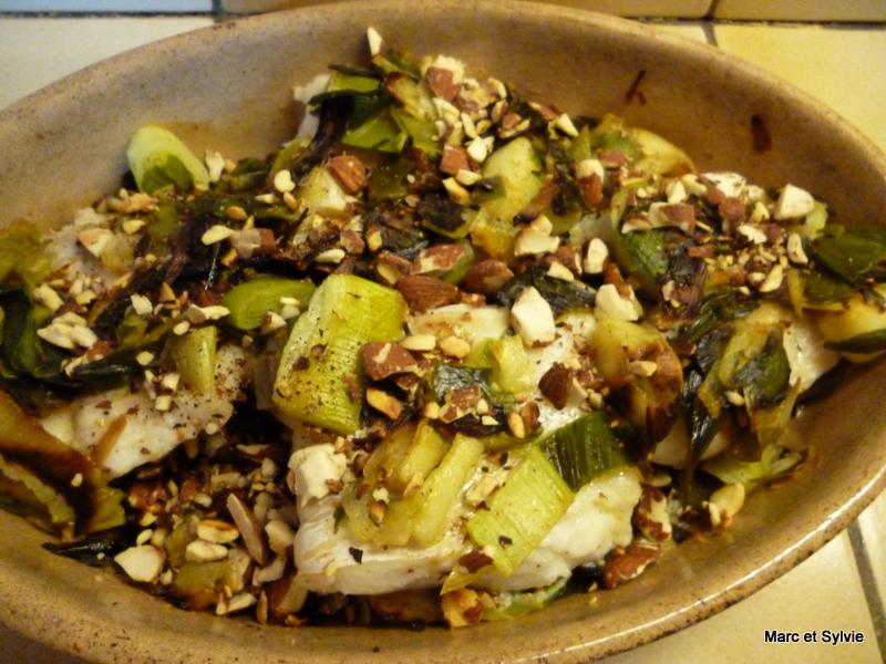 GRATIN DE LIEU AUX POIREAUX ET AMANDES