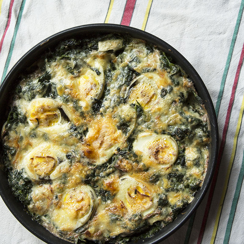 Gratin d\'pinards aux oeufs (sans gluten)