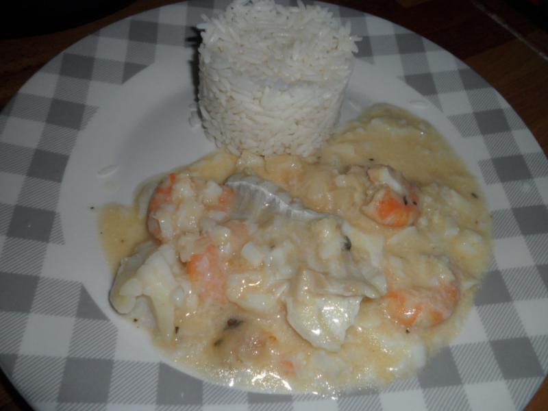 Dos de cabillaud, crevettes