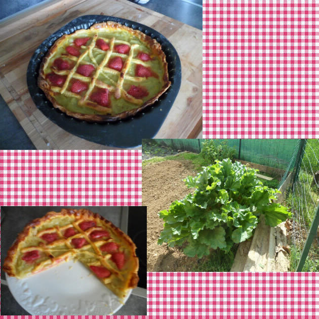 tarte  la rhubarbe avec des fraises