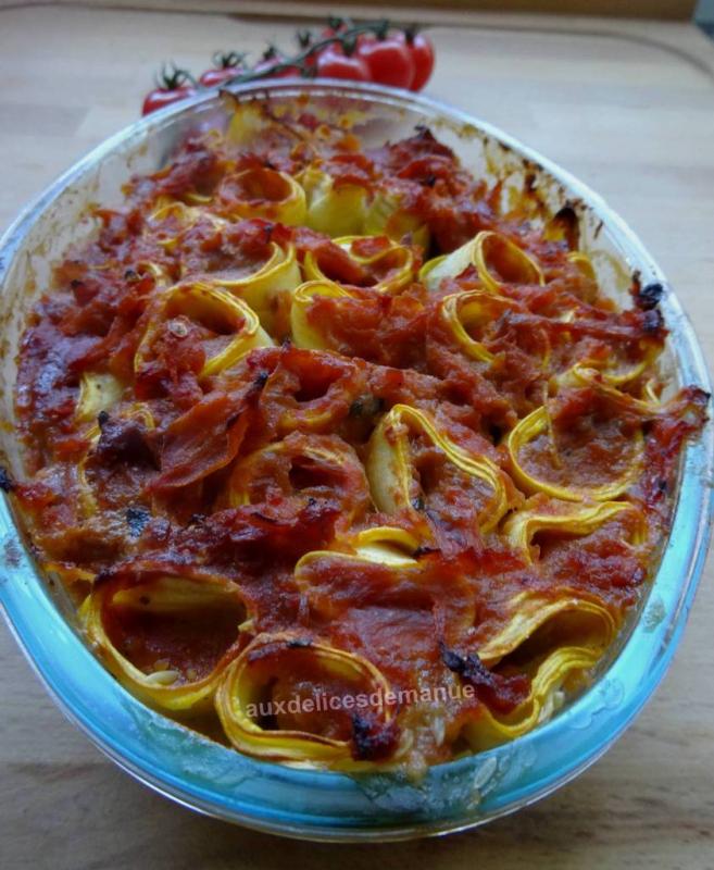 Cannellonis de courgette au buf et coulis de tomates