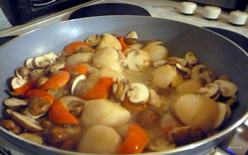 Coquille st jacque, champignons