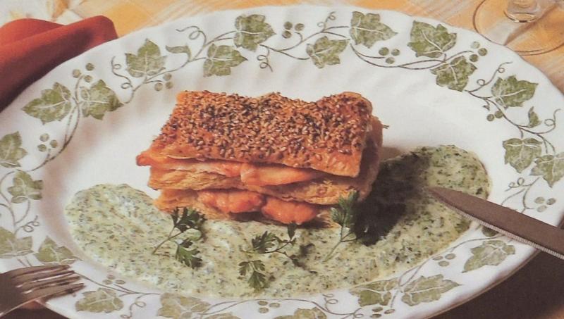 Millefeuilles de saumon et beurre crmeux aux herbes