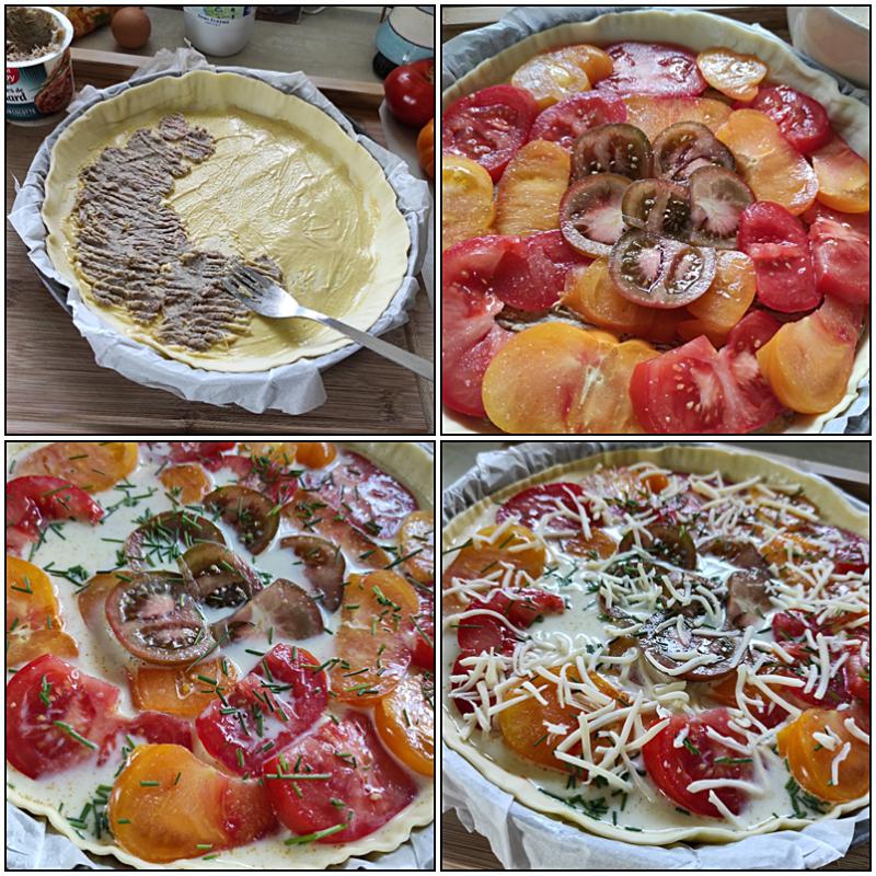 Tarte aux rillettes et tomates de couleurs