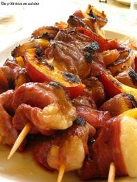 Brochettes de Canard au Miel et aux Pches