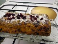 Cake rhubarbe, cranberries et noix