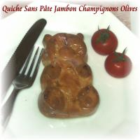 Nounours Déguisés en Quiche Sans Pâte, Jambon, Champignons et Olives