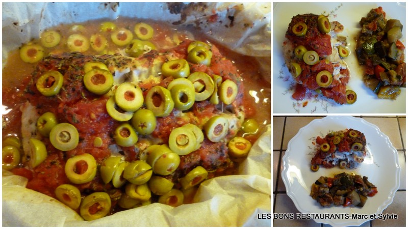 Papillote de lieu aux tomates et olives