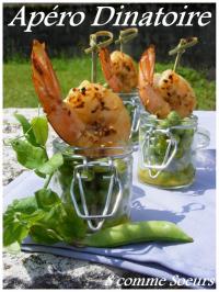 Petits Pois en Vinaigrette et Gambas Rties au Ssame