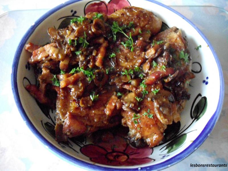 Poulet  l\'Ail et aux Lardons