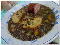 Soupe de lentilles vertes  la saucisse de Morteau