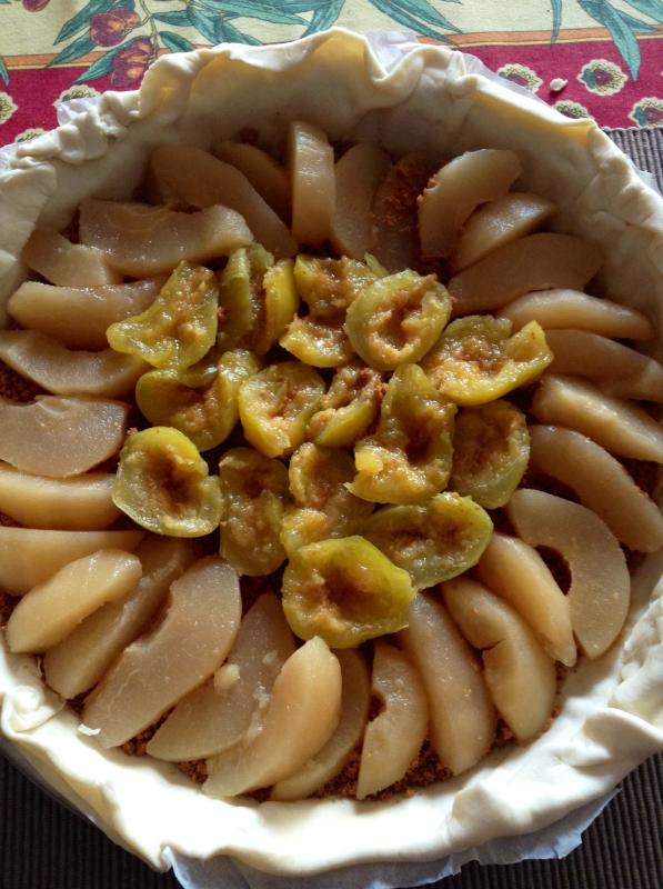 Tarte aux spculoos, poires et figues