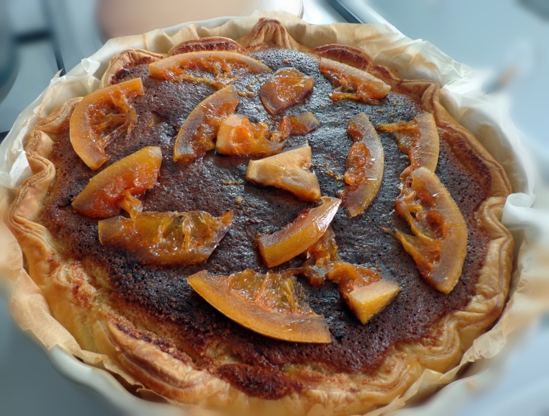 Tarte pamplemousses-amandes